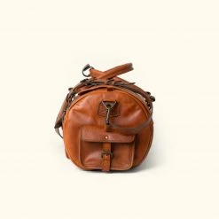 Buffalo Jackson Trading Co. Roosevelt Buffalo Leather Travel Duffle Bag | Amber Brown