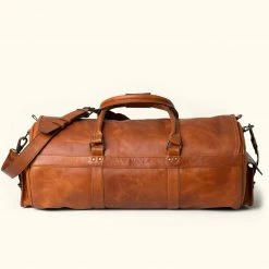 Buffalo Jackson Trading Co. Roosevelt Buffalo Leather Travel Duffle Bag | Amber Brown