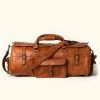 Buffalo Jackson Trading Co. Roosevelt Buffalo Leather Travel Duffle Bag | Amber Brown