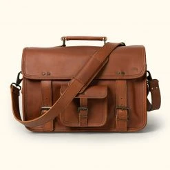 Buffalo Jackson Trading Co. Leather Briefcases Roosevelt Buffalo Leather Briefcase Bag | Autumn Brown