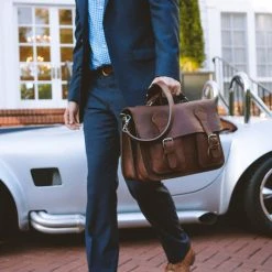 Buffalo Jackson Trading Co. Leather Briefcases Ryder Reserve Bison Leather Briefcase | Brown