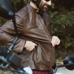 Buffalo Jackson Trading Co. Thompson Leather Moto Jacket | Brown
