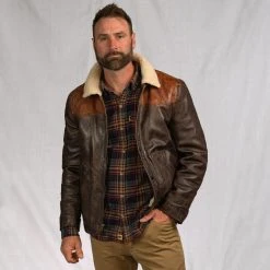 Buffalo Jackson Trading Co. Jackson Leather Sherpa Jacket | Tan & Brown Leather Jackets