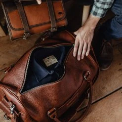 Buffalo Jackson Trading Co. Leather Duffle Bags Ryder Reserve Bison Leather Travel Duffle Bag | Brown