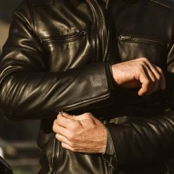 Buffalo Jackson Trading Co. Leather Jackets Thompson Leather Moto Jacket | Black