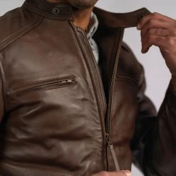 Buffalo Jackson Trading Co. Thompson Leather Moto Jacket | Brown