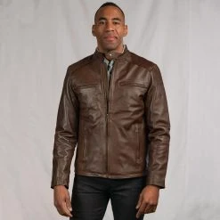 Buffalo Jackson Trading Co. Thompson Leather Moto Jacket | Brown