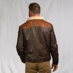Buffalo Jackson Trading Co. Jackson Leather Sherpa Jacket | Tan & Brown Leather Jackets