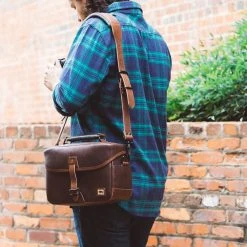 Buffalo Jackson Trading Co. Dakota Leather Camera Bag | Dark Hazelnut W/ Chestnut Brown