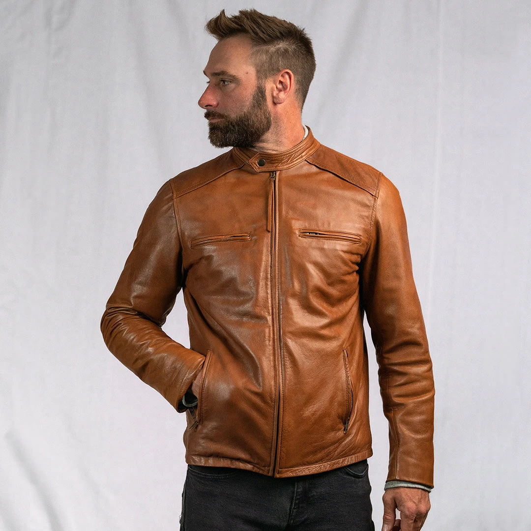 Buffalo Jackson Trading Co. Thompson Leather Moto Jacket | Whiskey Tan 4 Buffalo Jackson Trading Co. Thompson Leather Moto Jacket | Whiskey Tan