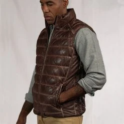 Buffalo Jackson Trading Co. Leather Jackets Bridger Leather Down Vest | Dark Brown 16 Buffalo Jackson Trading Co. Leather Jackets Bridger Leather Down Vest | Dark Brown