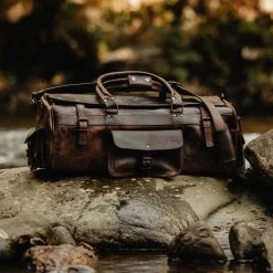 Buffalo Jackson Trading Co. Roosevelt Buffalo Leather Travel Duffle Bag | Dark Oak
