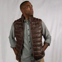 Buffalo Jackson Trading Co. Leather Jackets Bridger Leather Down Vest | Dark Brown