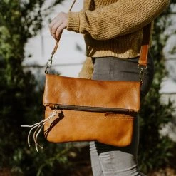 Buffalo Jackson Trading Co. Madison Leather Crossbody Foldover Clutch | Saddle Tan