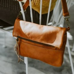 Buffalo Jackson Trading Co. Madison Leather Crossbody Foldover Clutch | Saddle Tan
