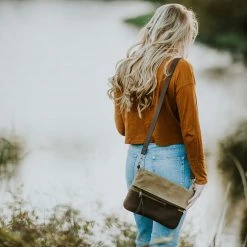 Buffalo Jackson Trading Co. Madison Waxed Canvas Crossbody Foldover Clutch | Khaki W/ Dark Hazelnut Leather