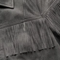 Buffalo Jackson Trading Co. Women's Oakley Fringe Leather Jacket | Grey